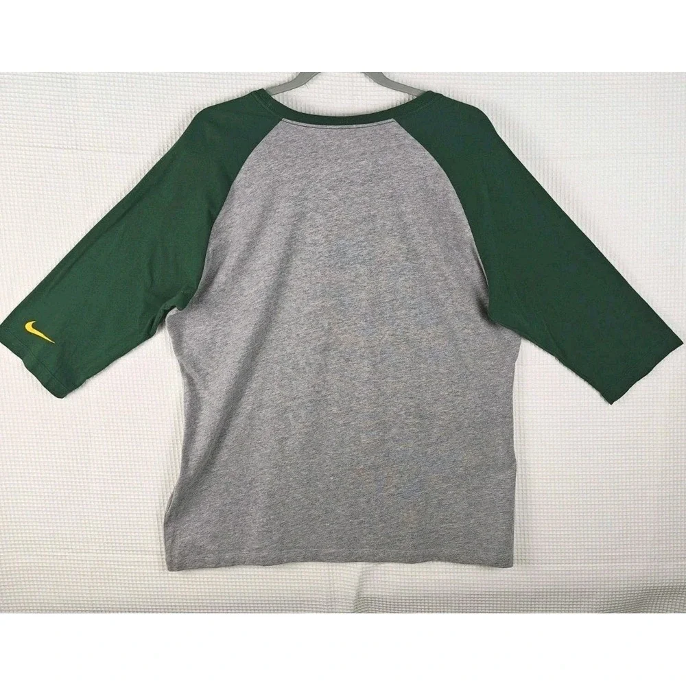 Nike Green Bay Packers Just Do It Raglan Shirt XXL Gray Green 3/4 Sleeve NFL